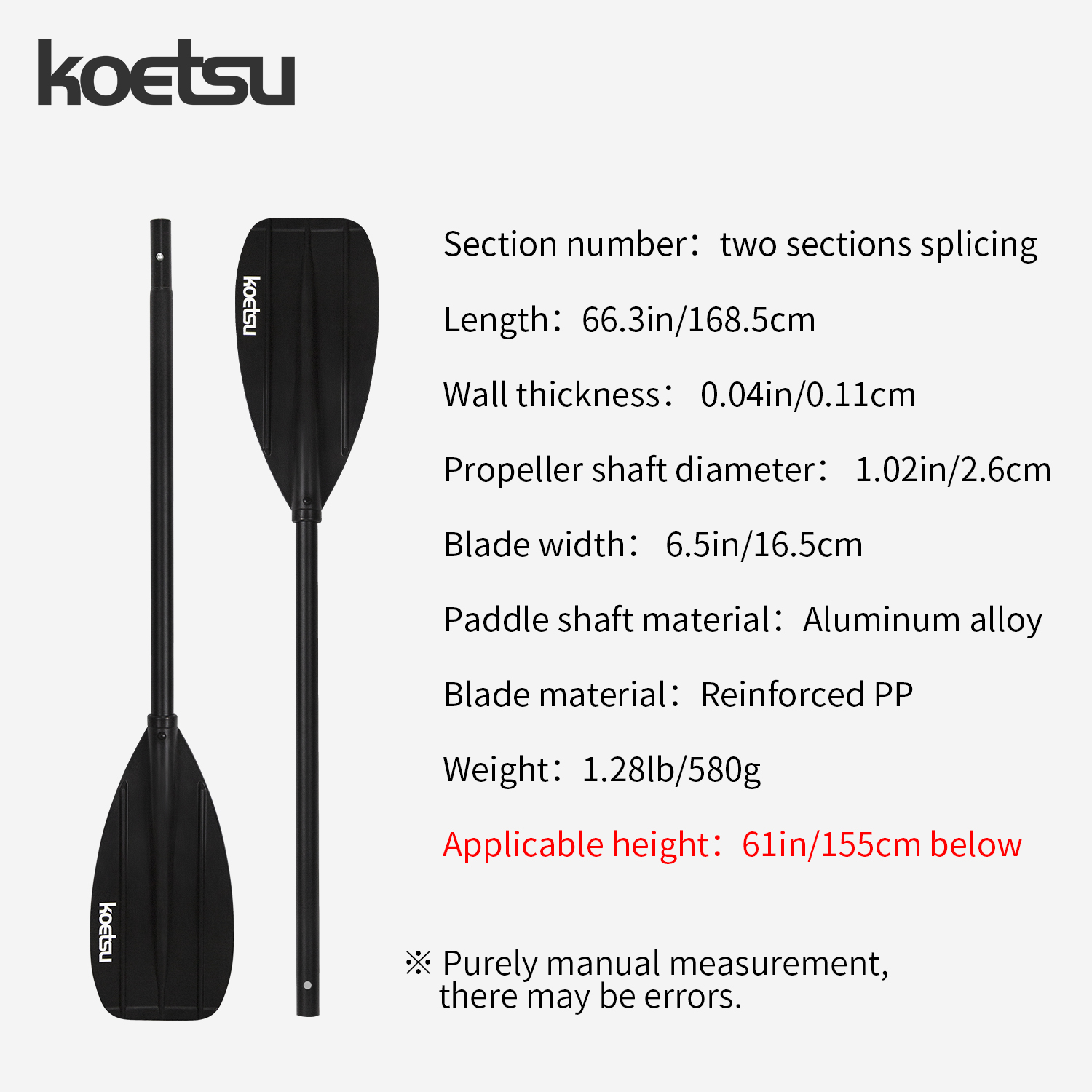 KOETSU Paleta de kayak de dobl - Fishing Boat Paddle reseña y precio