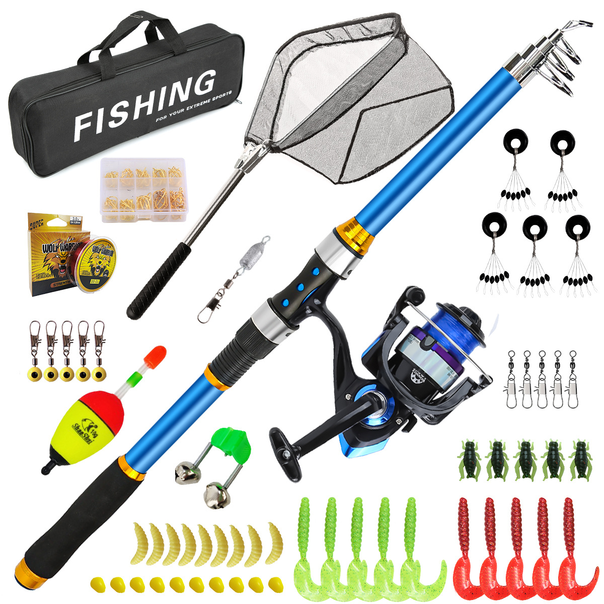 Juego de cañas de pescar teles - Fishing Boat Fiberglass reseña y precio